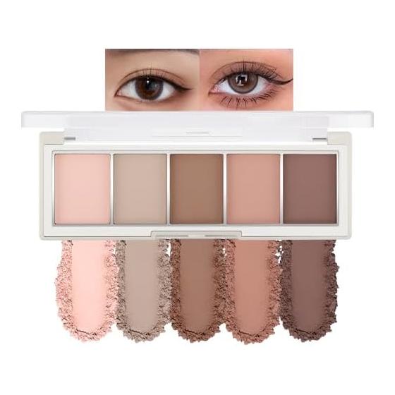Erinde eyeshadow, matte eyeshadow palette, 02# soft brown, no glitter, 5 colors, natural, long lasting, highly pigmented, waterproof, for beginners