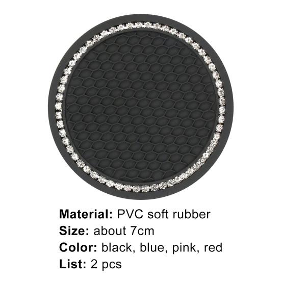 Sottobicchieri Per Auto Con Strass E Fiocco - 2 Pezzi Antiscivolo, Universali, Tappetino Protettivo Per Porta Bottiglie (Blu)