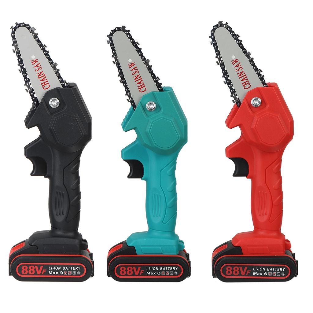 1080W 4 Inch 88VF Mini Electric Chain Saw with 1/2 Upgraded Battery Rechargeable Woodworking Pruning One-handed Saw Garden Tool