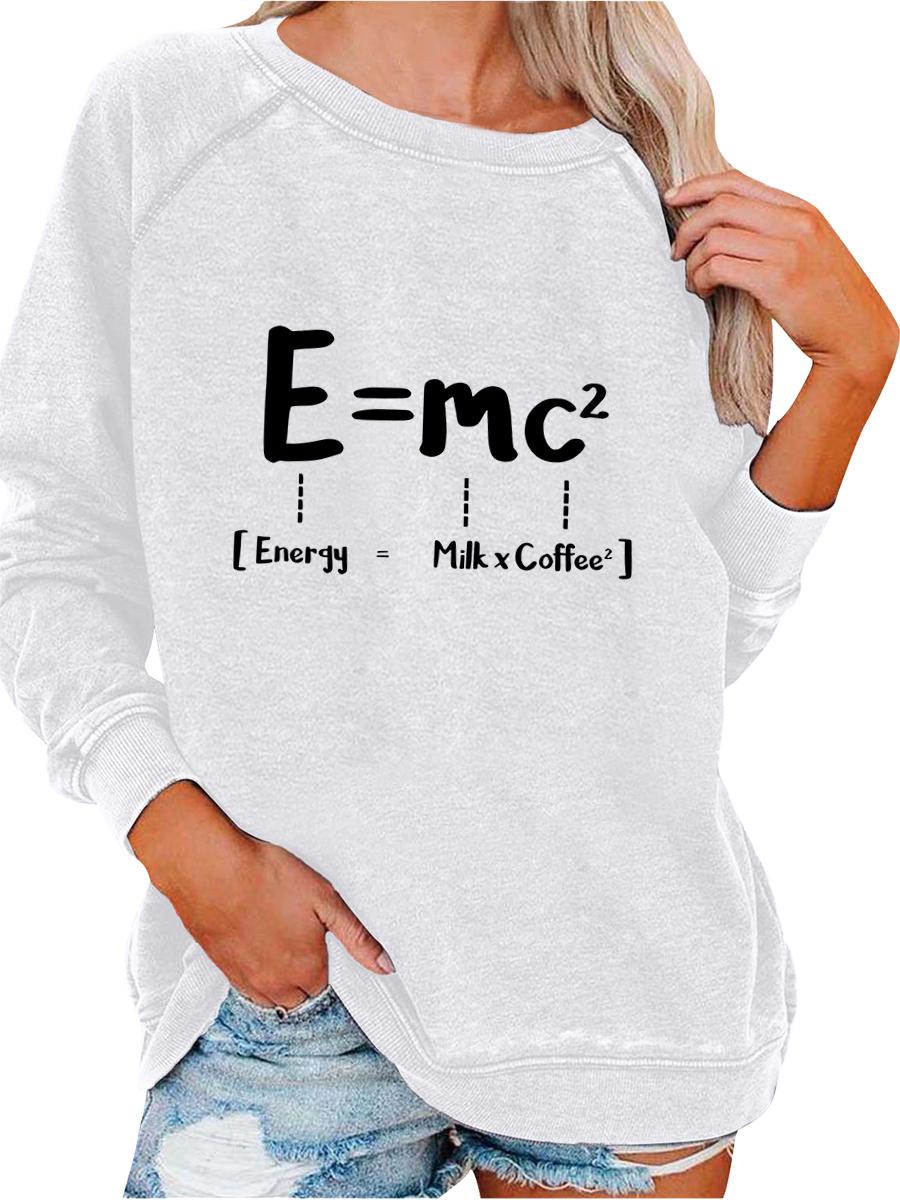 

Female Oversized Sweatshirt Spring/Fall Fashion Print Top Women s Pullover Sweatshirt S белый