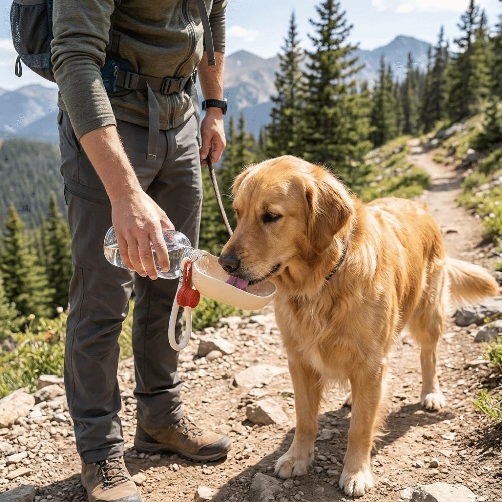 300 ML Portable Dog Drinking Cup 2-in-1 Pet Water Dispenser Foldable Pet Water Bottle  Hiking