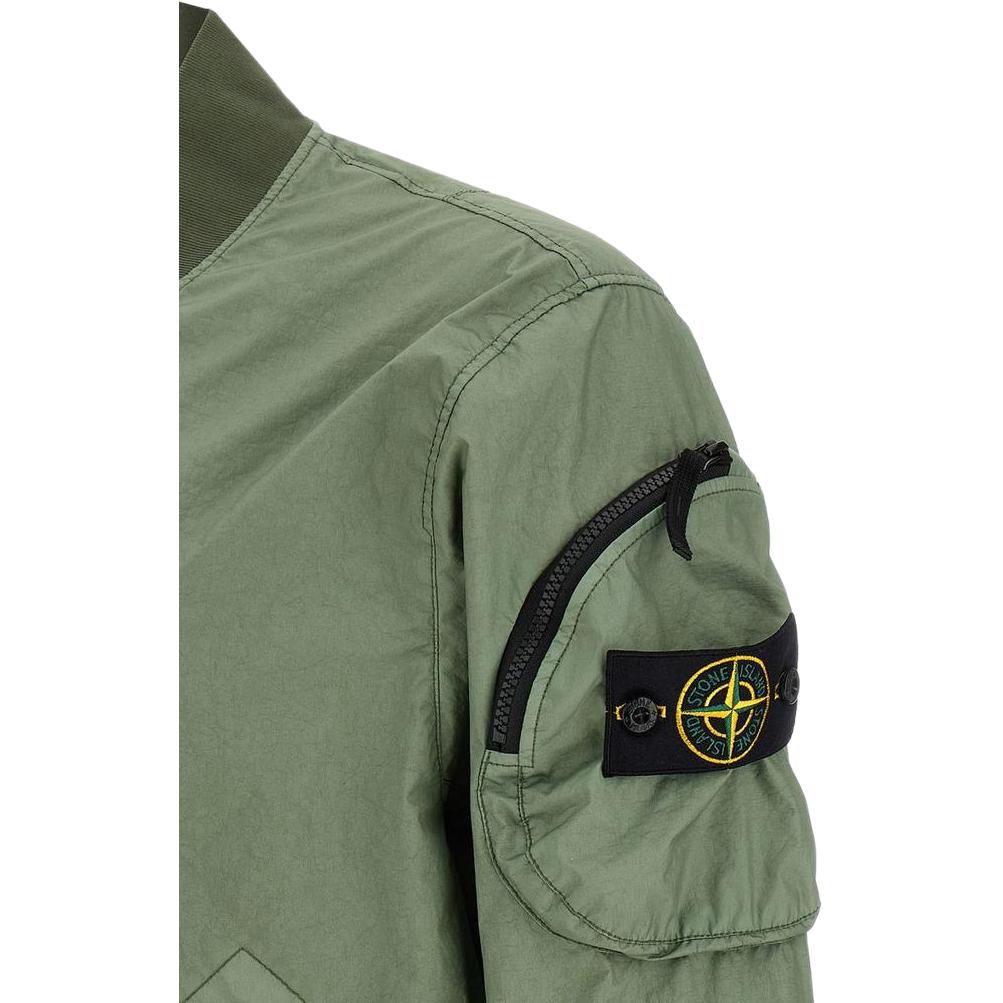 STONE ISLAND Solid Color Baseball Collar Long Sleeve Zipper Pilot Jacket Men Jackets Green K1S1541000-04S0A21-V0055