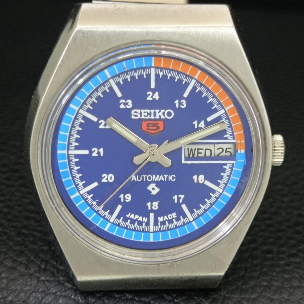 GENUINE VINTAGE SEIKO 5 AUTOMATIC JAPAN MENS BLUE COLOR DIAL WATCH A708391-1