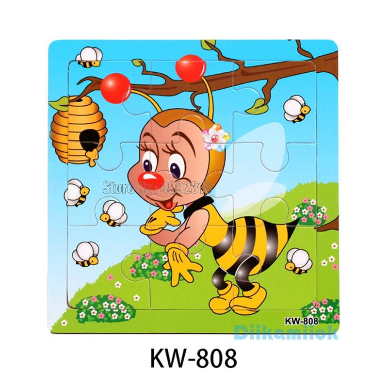 9pcs Wooden Puzzle Cognition Animals And Vehicles Jigsaw Kindergarten Educational Toys Kids Wood Toy Gift