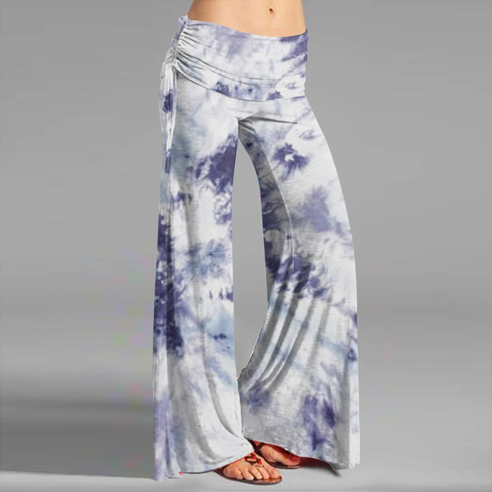 

Women s Fashion Striped Print Casual Flared Drawstring Trousers Wide Leg Pants XL