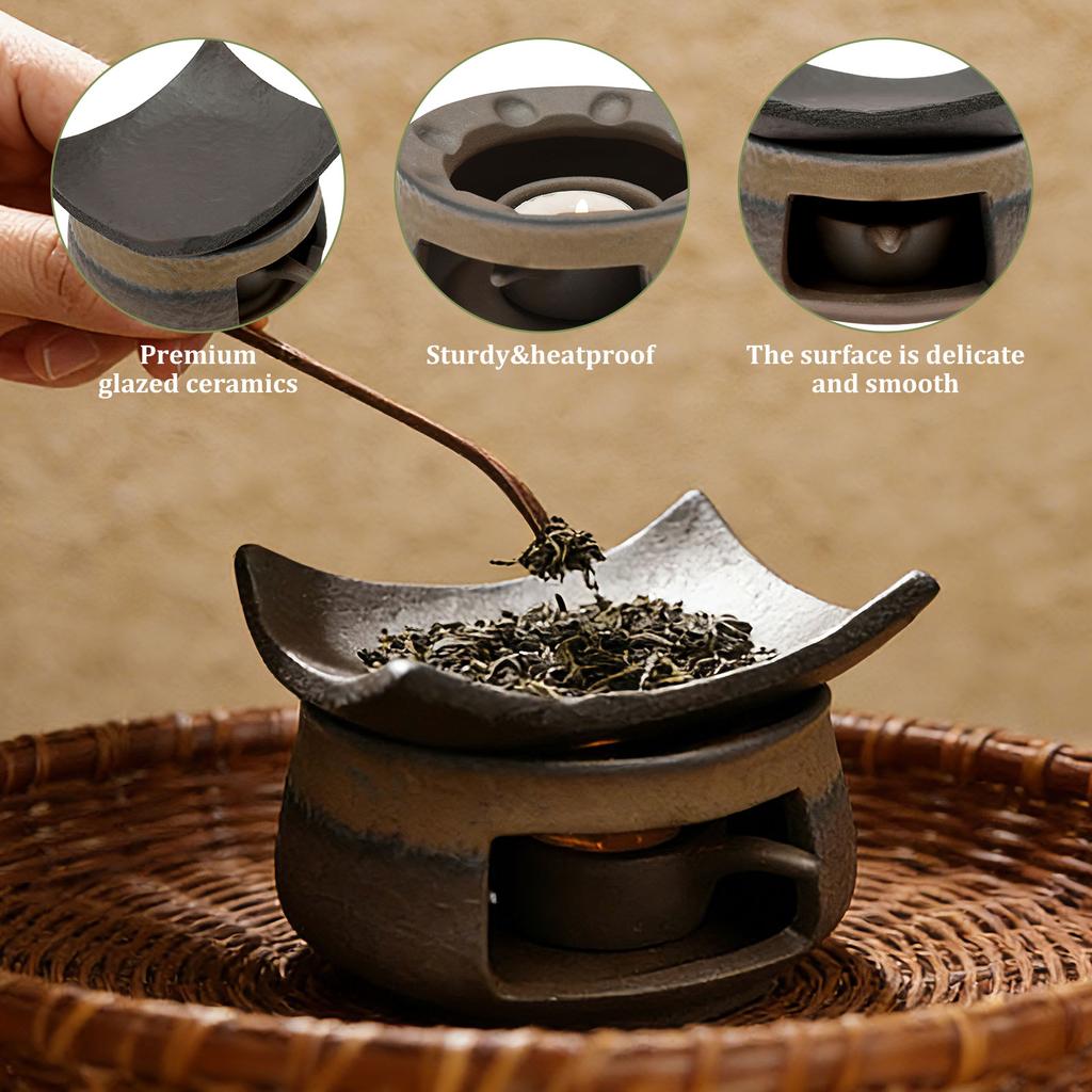 Ceramic Tea Stove Warmer Set Aromatherapy Burner Handmade Ceramic Candle Wax Melt Warmer Tea Ceremony Accessories