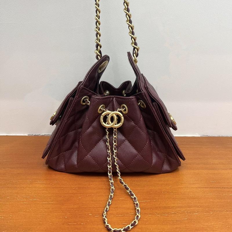 

25 Новых женских кожаных сумок с узором икры, узором в виде шаров, большой вместимости, в стиле хиппи, хобо, с ромбовидной цепочкой, на кулиске, подмышечная сумка 23x9x15cm