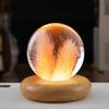 Dandelion Crystal Ball Night Light with 3D Carving and Solid Wood Base