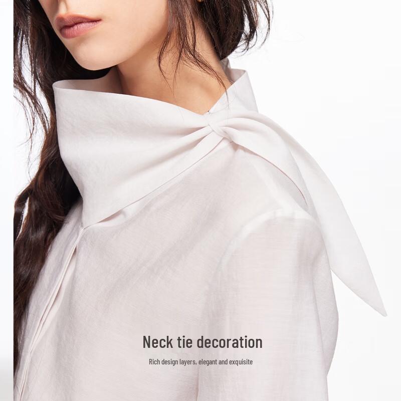 VEROMODA Lyocell Wool Blend Neck-Tie Blouse