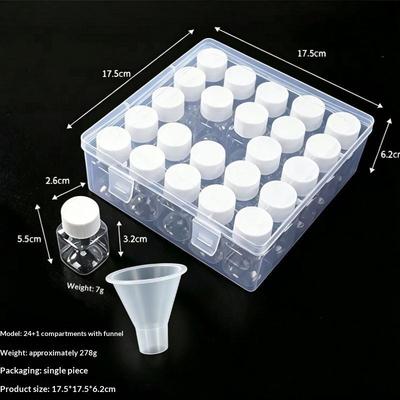 1 Set Clear Plastic Liquid Bottles Leak Proof Lids Funnel And Storage Case For Lab Samples Travel Toiletries Diy Crafts