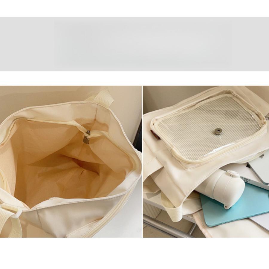 Japanese Style Transparent Acrylic Tote Bag, Nylon School Aesthetic Shoulder Crossbody Bag with Patchwork Design CLE