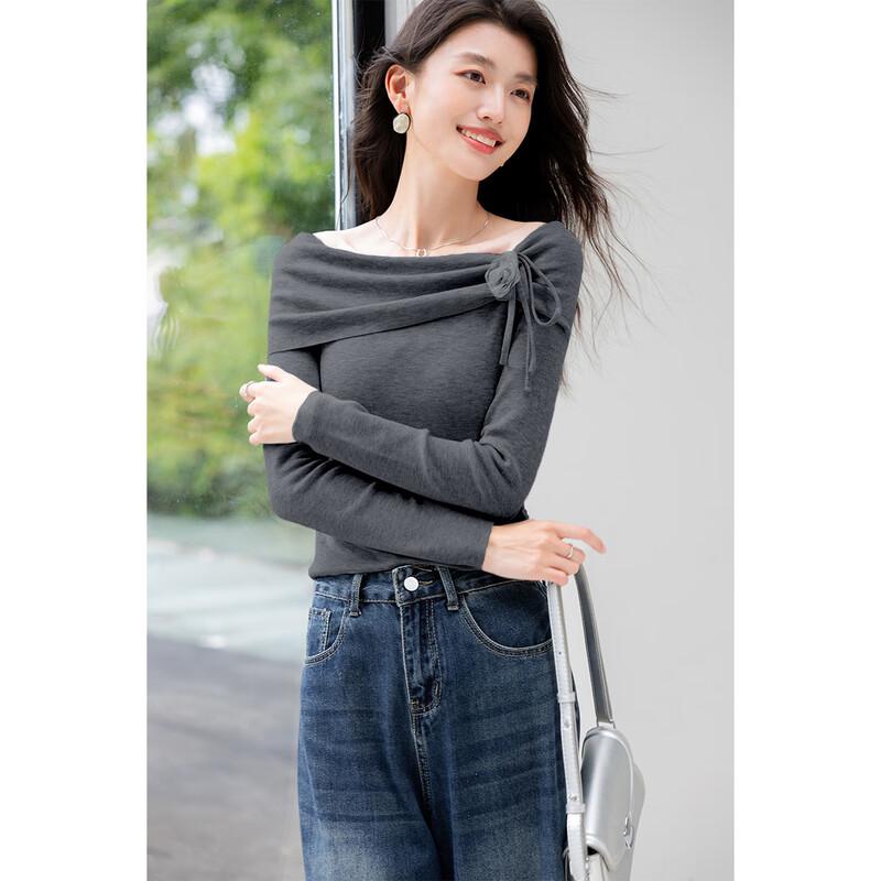 Mocana Women's Floral Halter One-Shoulder Long Sleeve Knit Top