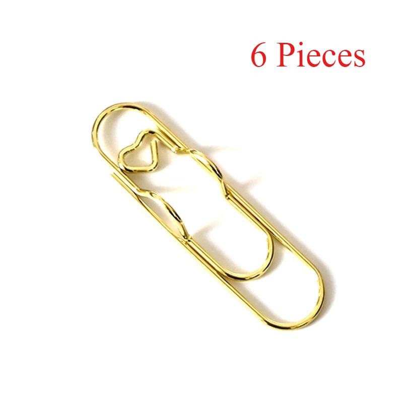 

6 шт. разноцветных многофункциональных металлических зажимов для ручек Love, зажим для бумаги с пряжкой для ручки, аксессуары для дневника, фиксированный зажим для ручки, подставка для ручки 6pcs золотой