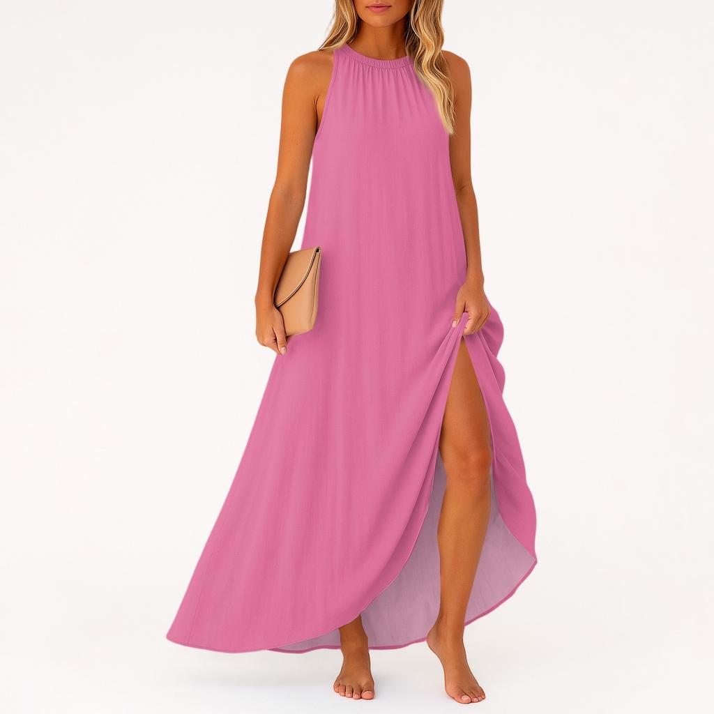 Women's Casual And Fashionable Round-neck  Sleeveless  Mid Length Dress