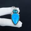Natural Sleeping Beauty Turquoise, Blue Topaz Gemstone Silver Pendant In 925 Sterling Silver - Handmade Design, Everyday Wear Jewelry Gift For Her