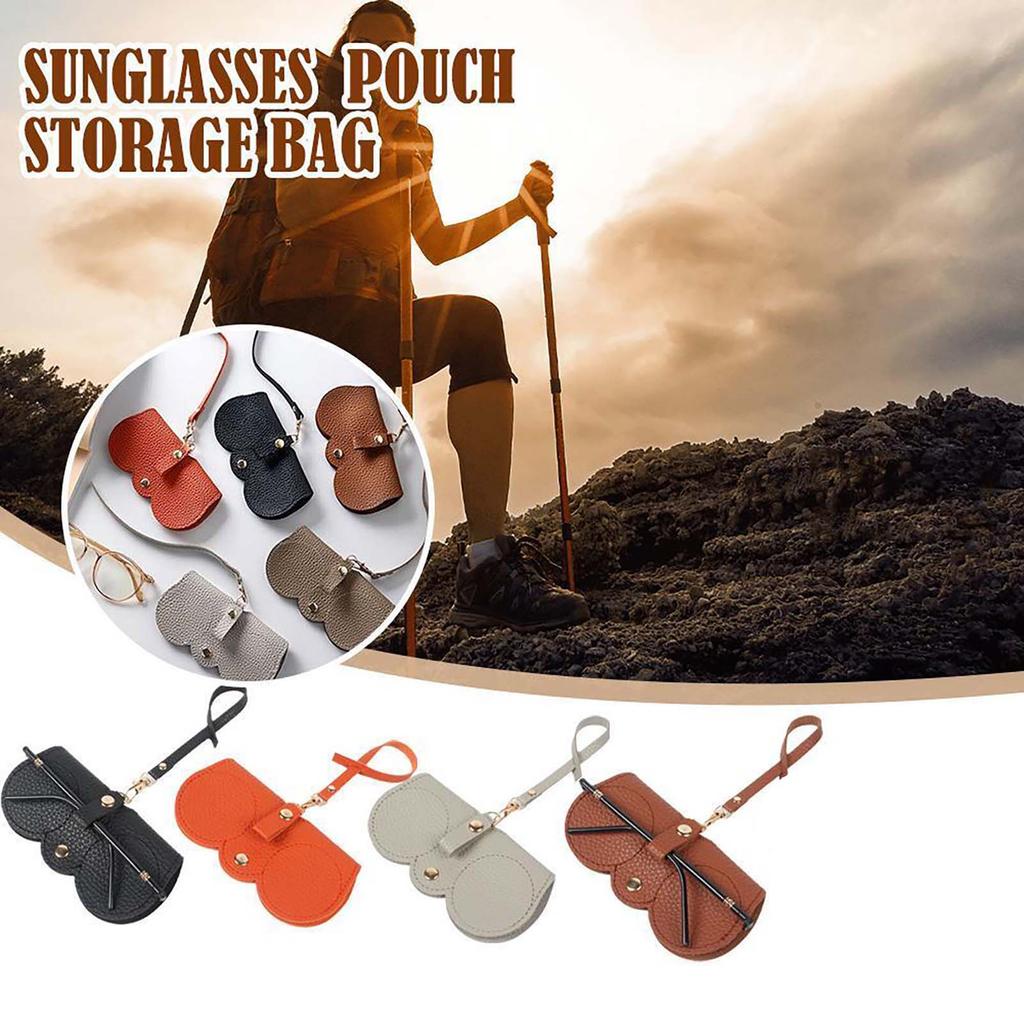 Sunglasses Leather Storage Bag with Wrist Strap Sunglasses Cases for Carrying Glasses Coins Keys