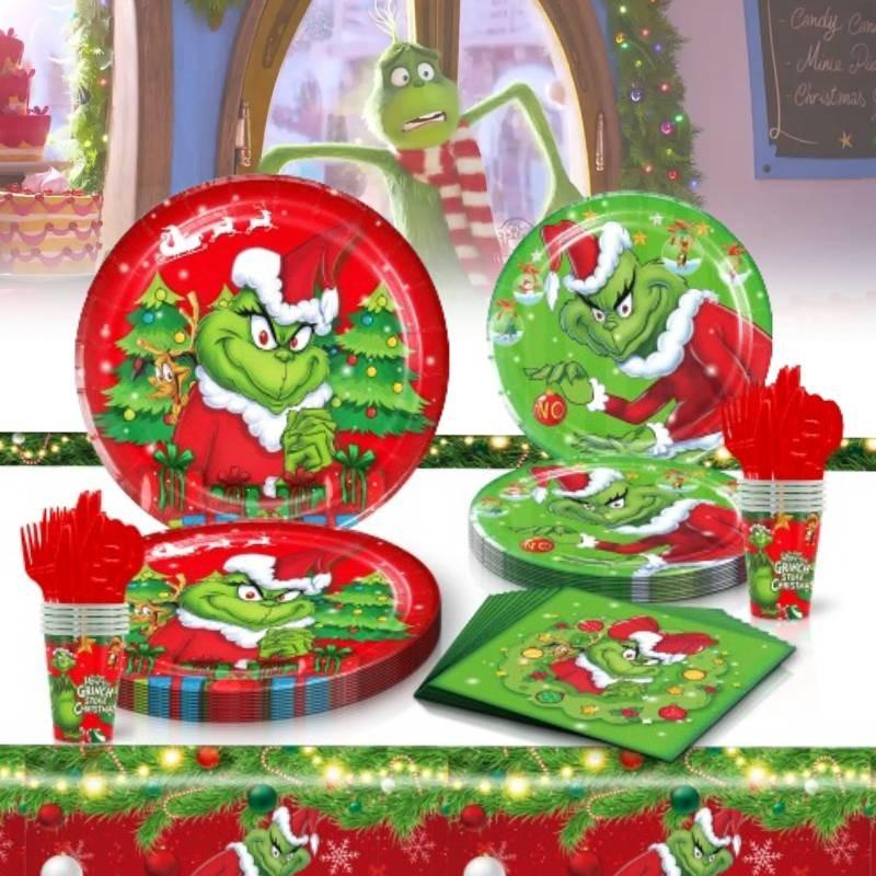 The Christmas Themed Party Decorations Supplies Set Plates Napkins Cups