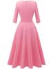 Garden Collar Seven-Sleeve Women's Evening Gown with Wide Hem Skirt - Solid Color Vacation Dress