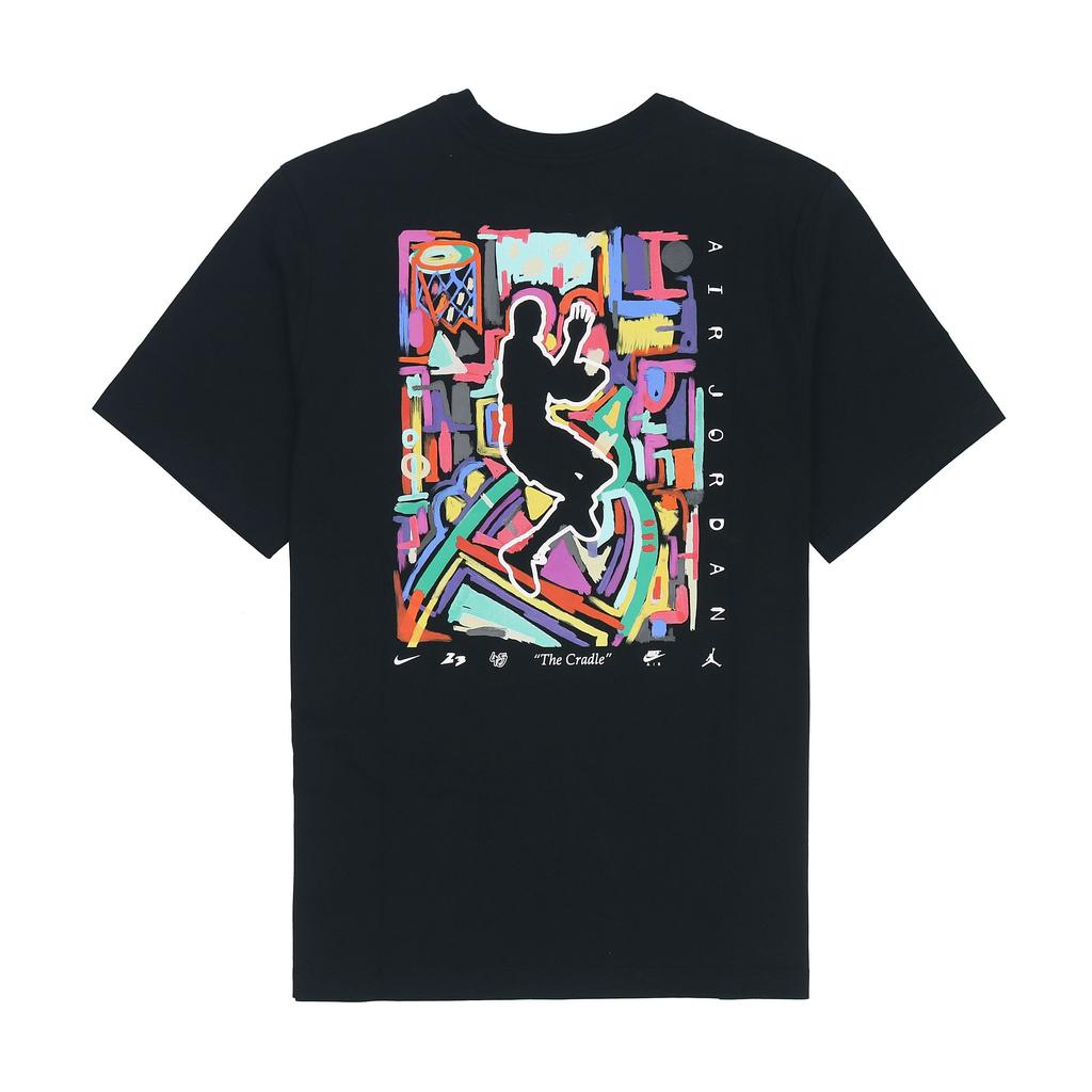 Jordan Colorful Logo Print Crew Neck Short Sleeve T-Shirt Men Tops Black DM3079-010