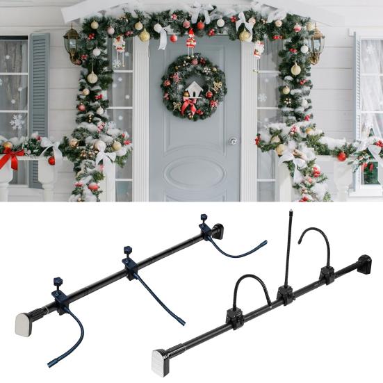 Adjustable Garland Hanger for Front Door Extendable Metal Plant Hanger with Hook No-Drilling Installation