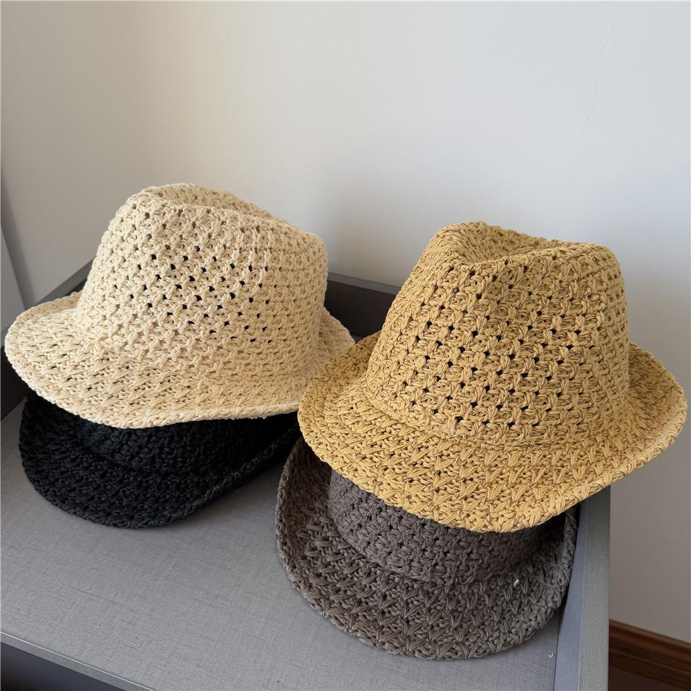 

Top Hat Ladies Summer High Quality Breathable Casual Curling Jazz Hat British Basin Hat Shows Small Trend Adult average size сірий колір