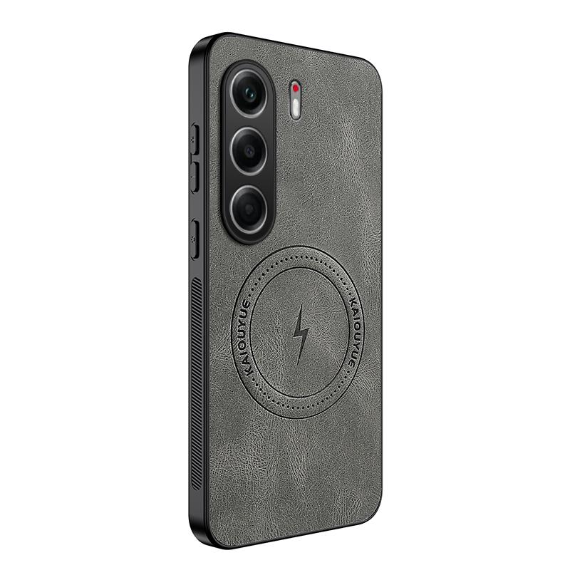 

Для Tecno Camon 40 Роскошный кожаный магнитный чехол для телефона Для Tecno Camon 40 Pro Беспроводная зарядка Ударопрочная силиконовая накладка Tecno Camon 40 Pro 4G серый