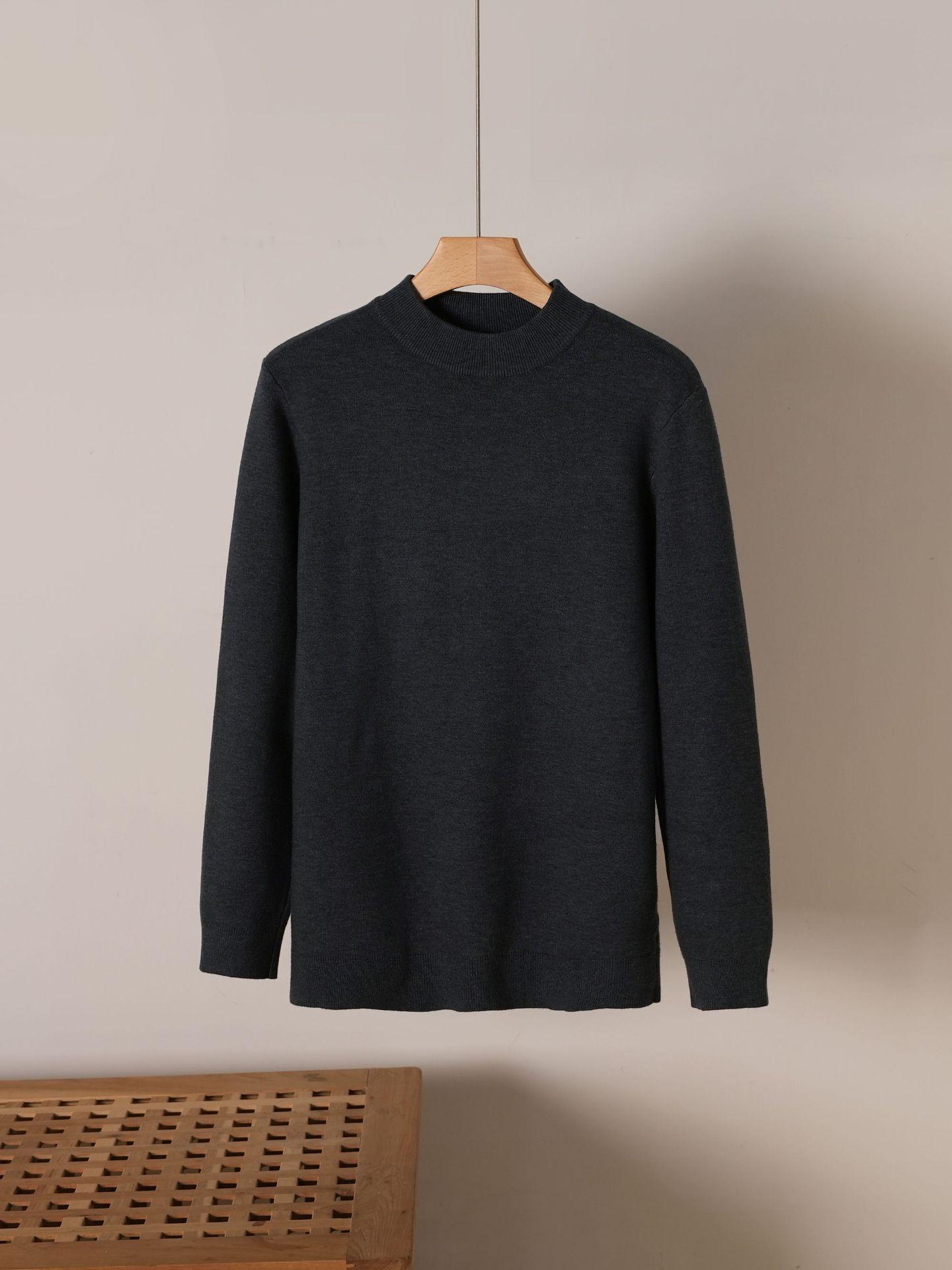 

Men’s Half-High Collar Fluffy Knit Sweater: Autumn/Winter Long Sleeve Base Layer M сірий колір