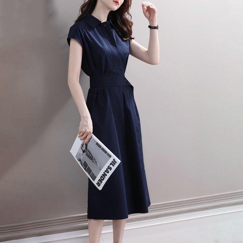 Skirt new waist and thin fashion celebrity temperament design sense niche shirt dress