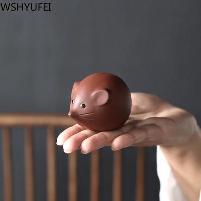 1 STÜCK Lila Ton Tee Haustier Schöne Kleine Maus Statue Boutique Tee Figurine Ornament Oolong-Tee Zubehör Hause Tee Dekoration