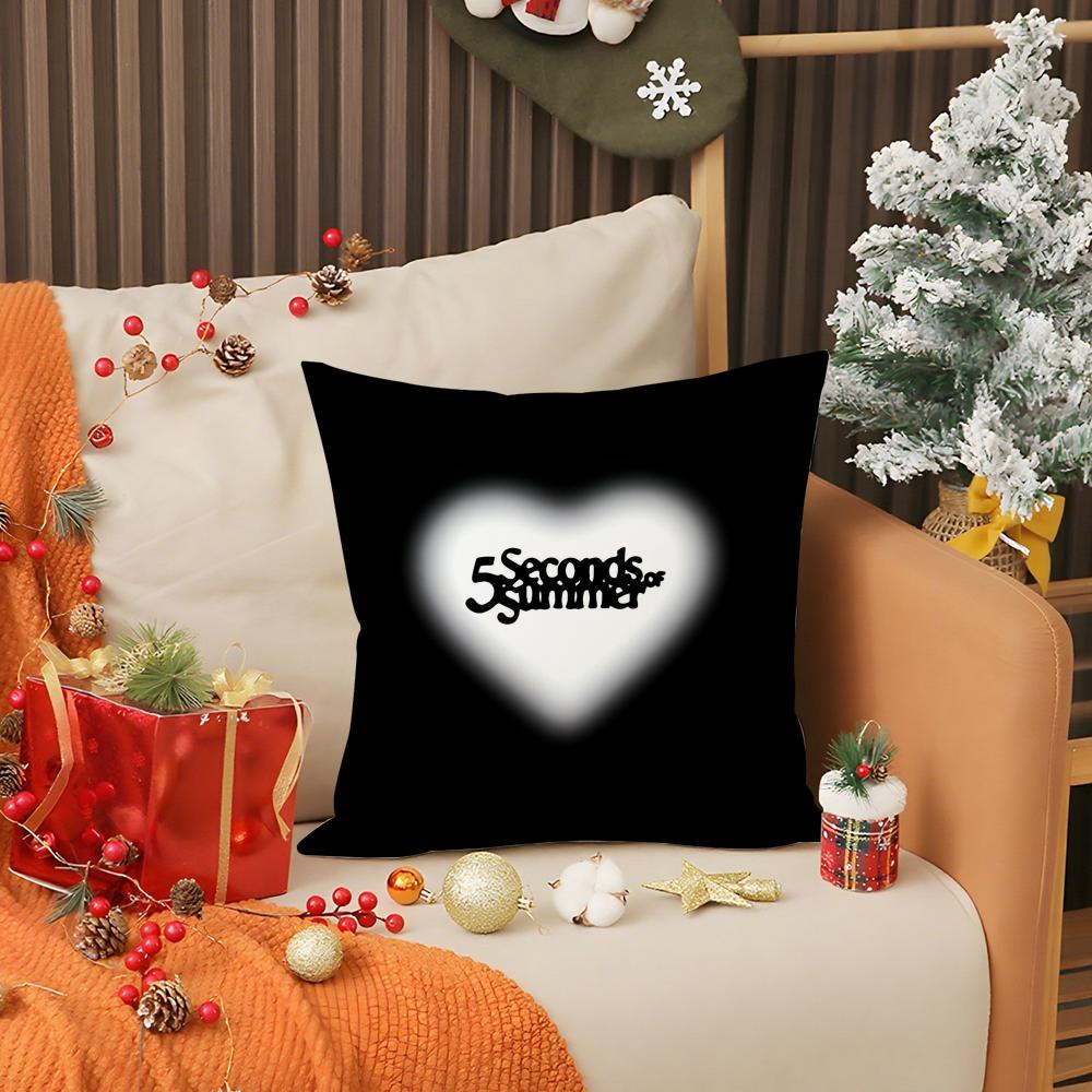 Rock 5 Seconds of Summer Band Pillow Case Anti-dustmite Pillow Invisible zipper silky short plush Sofa cushion cover