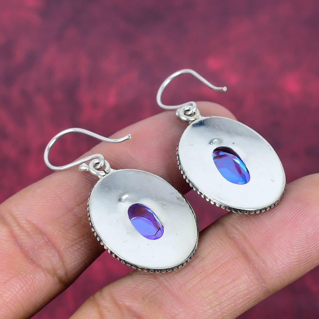 Faceted Mystic Topaz Earrings, 925 Solid Sterling Silver Earrings, Handmade Gemstone Jewelry, Gifts For Wife Brand New Earrings