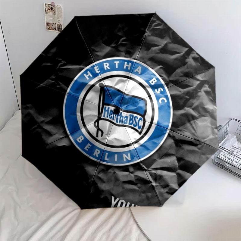 1 PC Automatic Folding Umbrella - Hertha BSC Custom Name Pattern, Portable & Foldable Design with 8 Ribs, Christmas Birthday Gifts