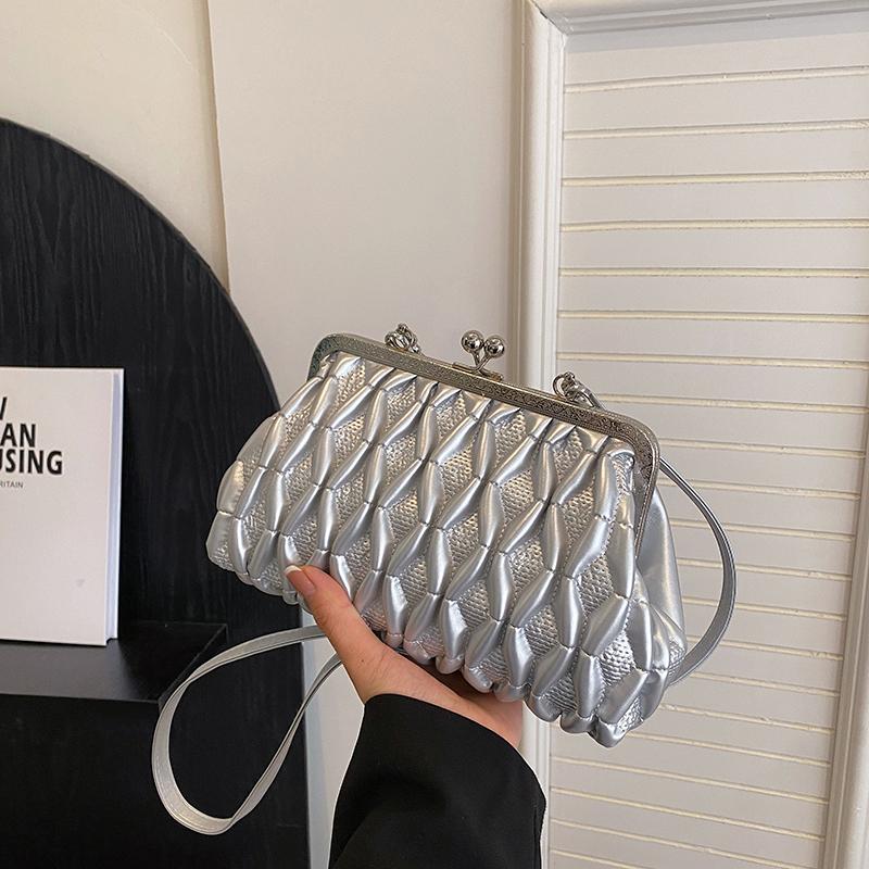 

Роскошная дизайнерская сумка для женщин, сумка через плечо, стеганая женская сумка, винтажные сумки-тоуты для женщин, элегантная офисная сумка, трендовая плиссированная сумка серебряный