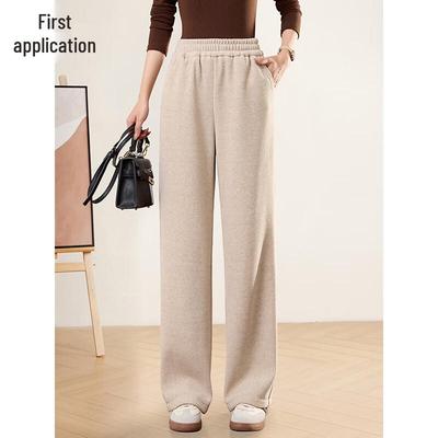 Women's High-Waist Fleece-Lined Straight Leg Casual Pants