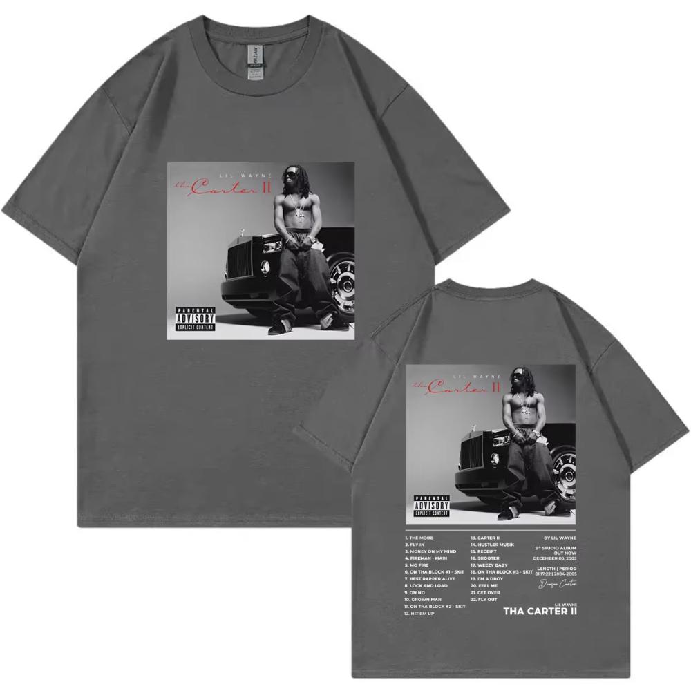 Rapper Lil Wayne Tha Carter II Album Poster Graphic T Shirt Men's Fashion Vintage T-shirts Summer Casual Cotton T-shirts