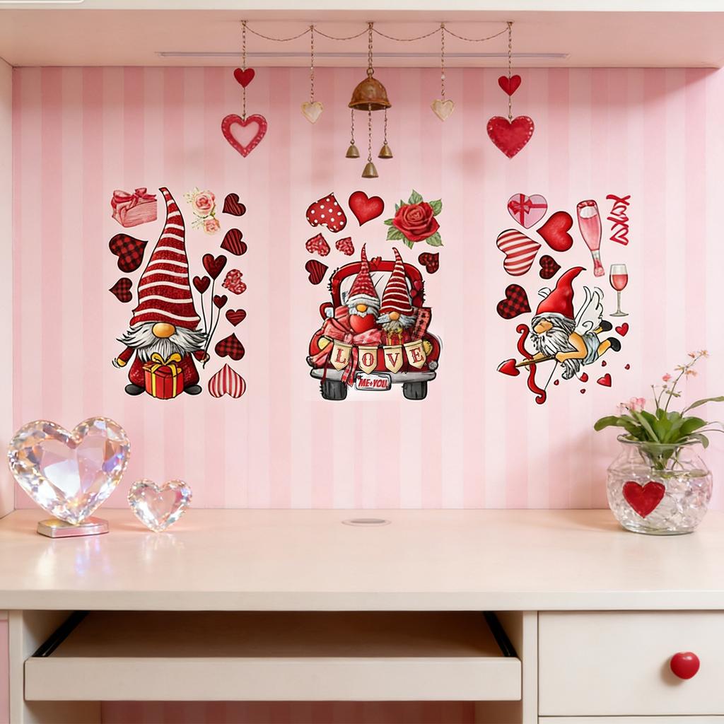 Valentinstag Fensteraufkleber Dekoration Herzaufkleber Tag der Liebe Fensteraufkleber 9 Blätter Fensteraufkleber für Valentinstag Hochzeitsfeier Dekorationen