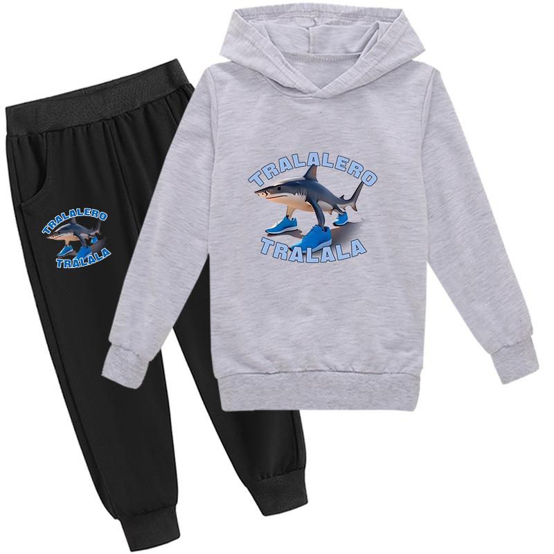 Tralalero Tralala Divertido Shark Meme Kids Clothes Hoodie+Pants 2pcs Set Toddler Boys Girls Tracksuit Children Outfits