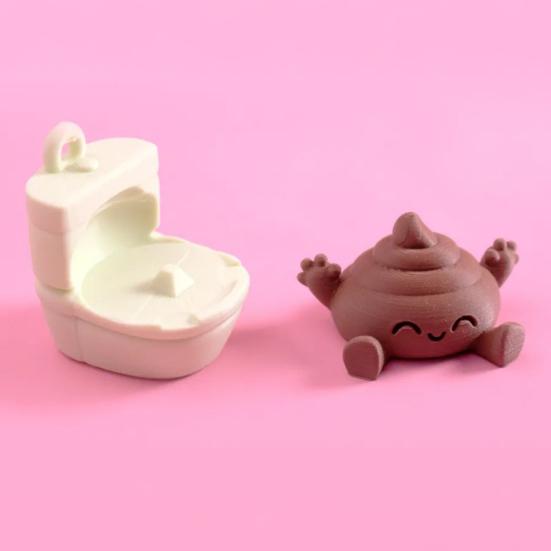 Happy Poop Toilet 3D Printed Toilet And Poop Ornament Stress Relief Toy Desktop Poop On Toilet Figurine Gag Gift for Friends