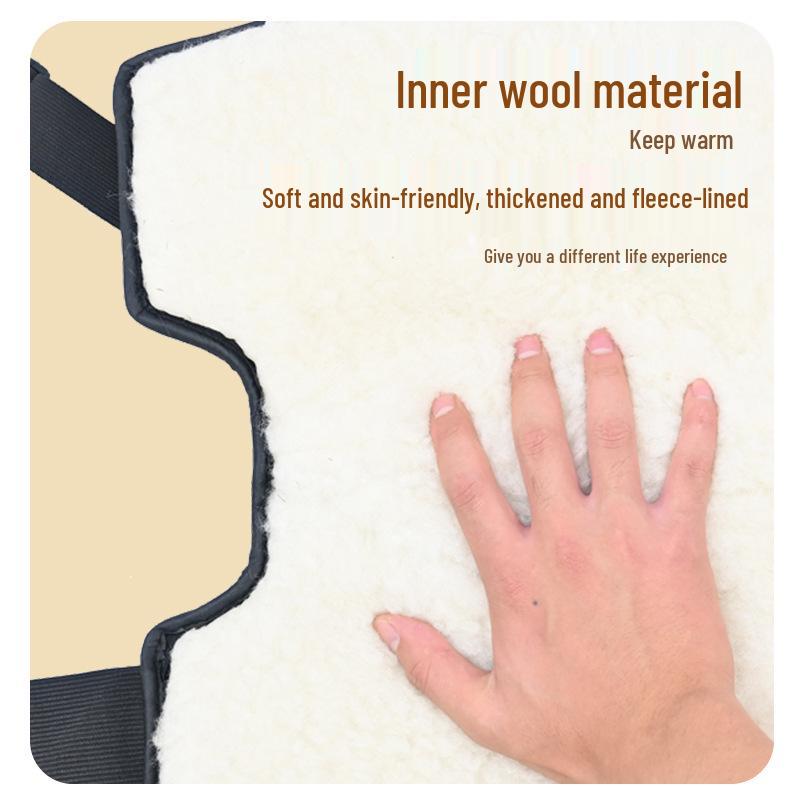 Genuine Cowhide Wool Motorcycle Knee Pads - Windproof & Coldproof for Men and Women