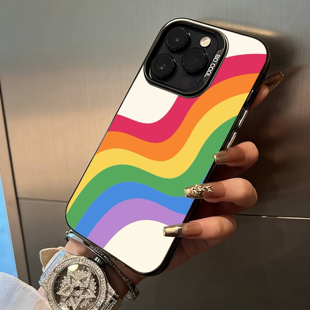 Lesbian LGBT Rainbow Pride For iPhone 17 16 15 14 13 12 11 Pro Max XS  17 Air Silicone Colored Silver Bumper Cover