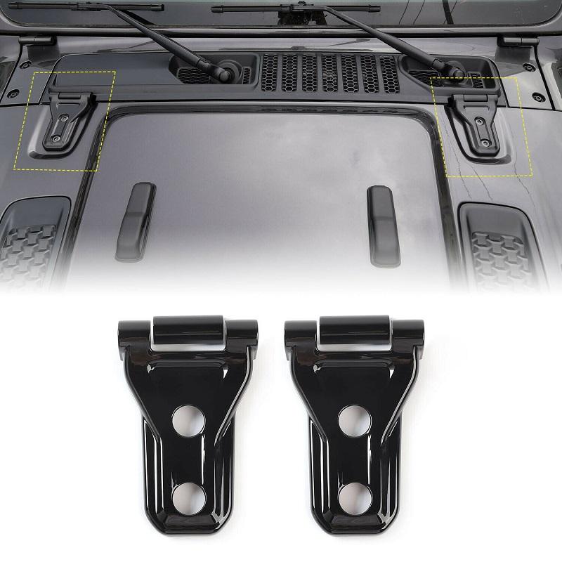 2PCS Car Hood Engine Hinge Cover Trim Black ABS For Jeep Wrangler JL 2018 2019 2020 2024 2024 2024 Car Accessories