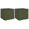 Planters 2 pcs Olive Green 42 x 40 x 39 cm Steel