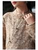 Deer and Andi 2026 Spring Women's Retro Printed Chinese-Style Oblique Lapel Tie-Up Top