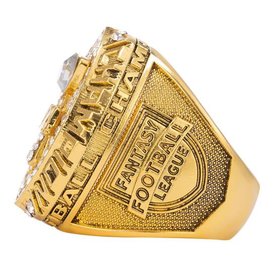 2024 Fantasy Football Championship Ring Championship Trophy Ring Award Medal with Wooden Box for Football League Champion