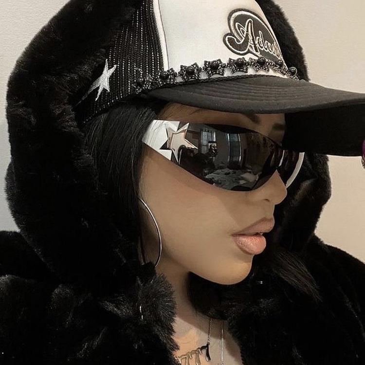 Frameless Pentagram Aviator Sunglasses: 2022 Y2K Spicy Girl Sunshades