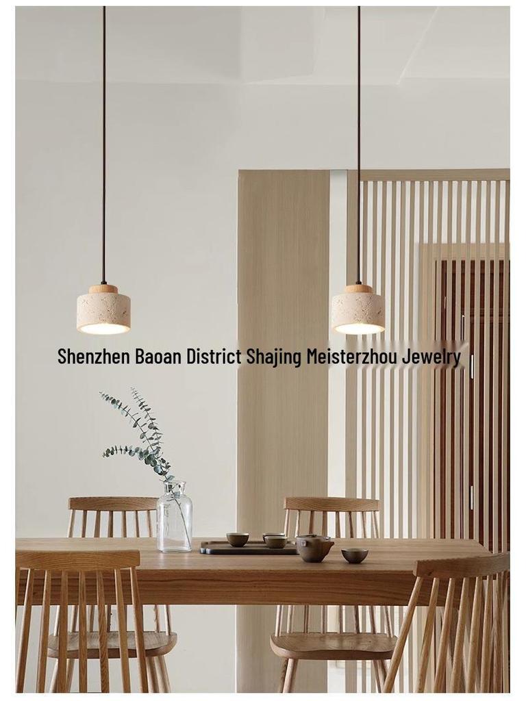 Wabi-Sabi Yellow Stone Pendant Lamp for Bedroom or Bar Counter