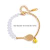 Metal Chain Tennis Racket Bracelet 18K Gold Plated Sport Style Tennis Racket Open Bangle Star Pearls Rhinestones Bracelet Girl