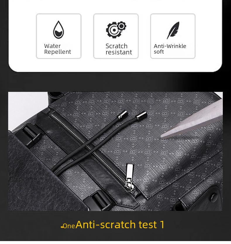 Trendiger Herren-Rucksack aus echtem Leder mit großem Fassungsvermögen für 15,6-Zoll-Laptops – Modisches, bedrucktes Design für Schule und Reisen