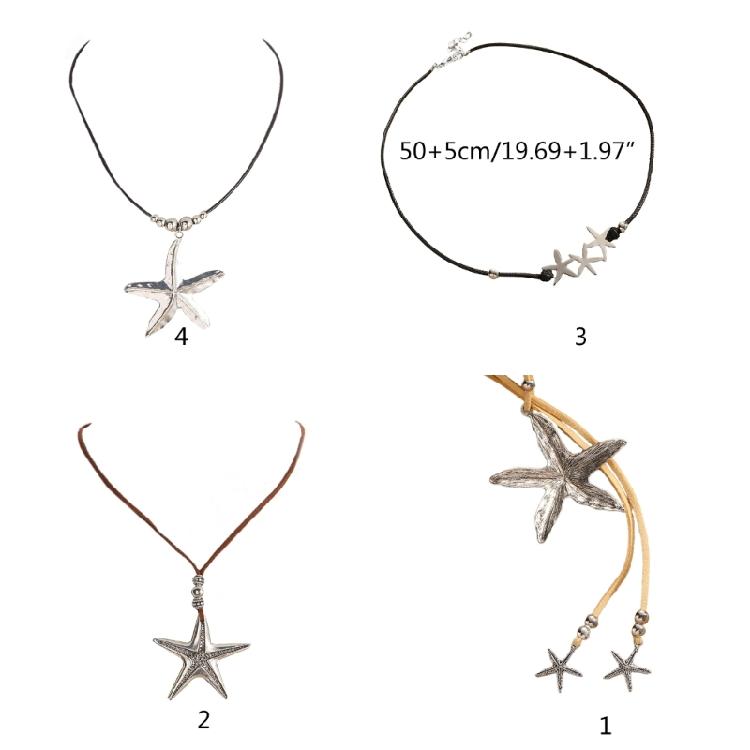Vintage Starfish Pendant Necklace Beach Choker Jewelry Adjustable Clavicle Chain