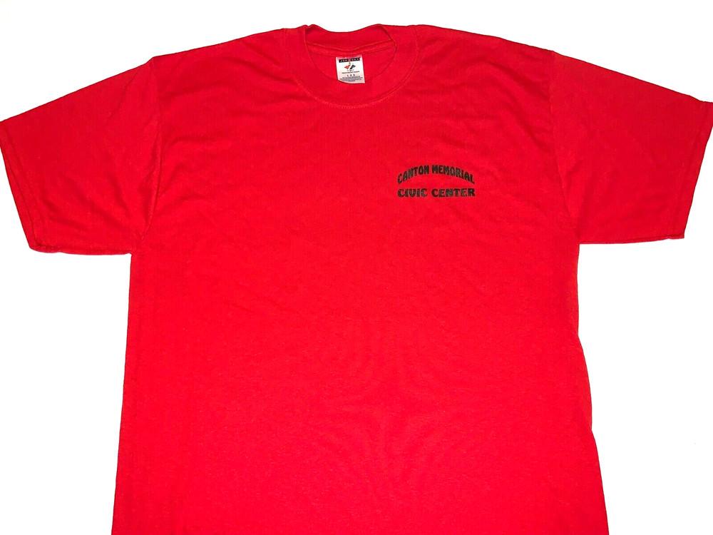 Rare Vintage 1990 s Canton Ohio Memorial Civic Center Red T-Shirt New! LARGE Unisex T-Shirt M
